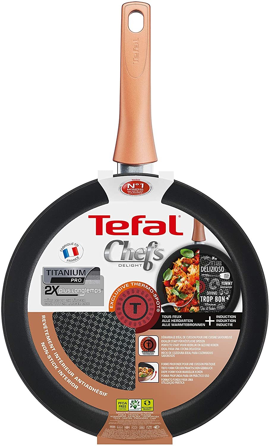 Tefal G11704 Chef's Delight Bratpfanne, antihaftversiegelt, inklusive Thermo-Spot, 24 cm, kupferoptik