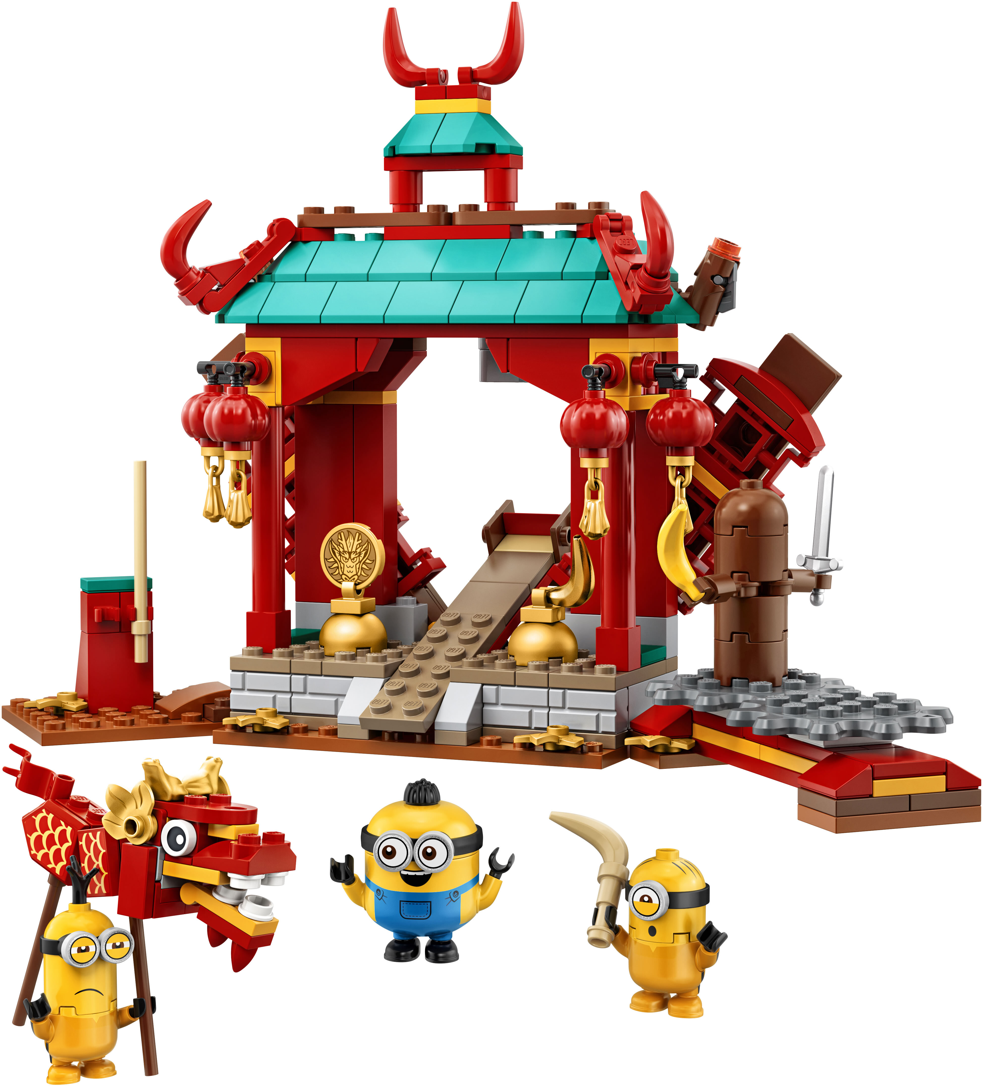 LEGO 75550 Minions Kung Fu Tempel, Spielzeug für Kinder ab 6 Jahre mit Figuren: Otto, Kevin und Stuart