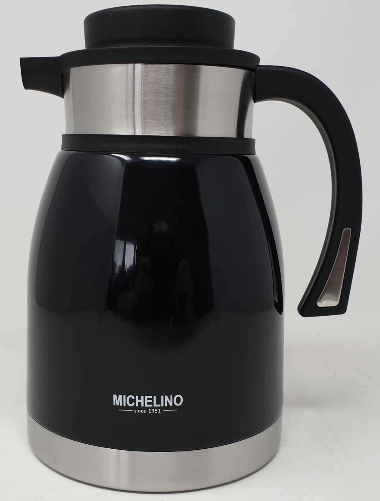 Michelino Edelstahl Isolierkanne doppelwandig - Vakuum Kaffeekanne - Thermoskanne - 1,5Liter - ideal für Tee oder als Kaffeekann