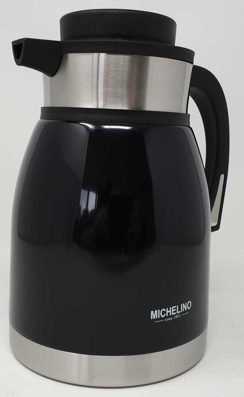 Michelino Edelstahl Isolierkanne doppelwandig - Vakuum Kaffeekanne - Thermoskanne - 1,5Liter - ideal für Tee oder als Kaffeekann