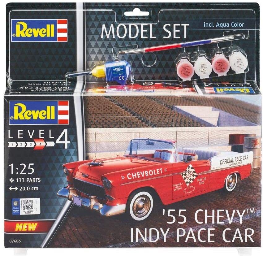 Revell RV67686 Chevrolet 67686 '55 Chevy Indy Pace Car Automodell Bausatz 1:25