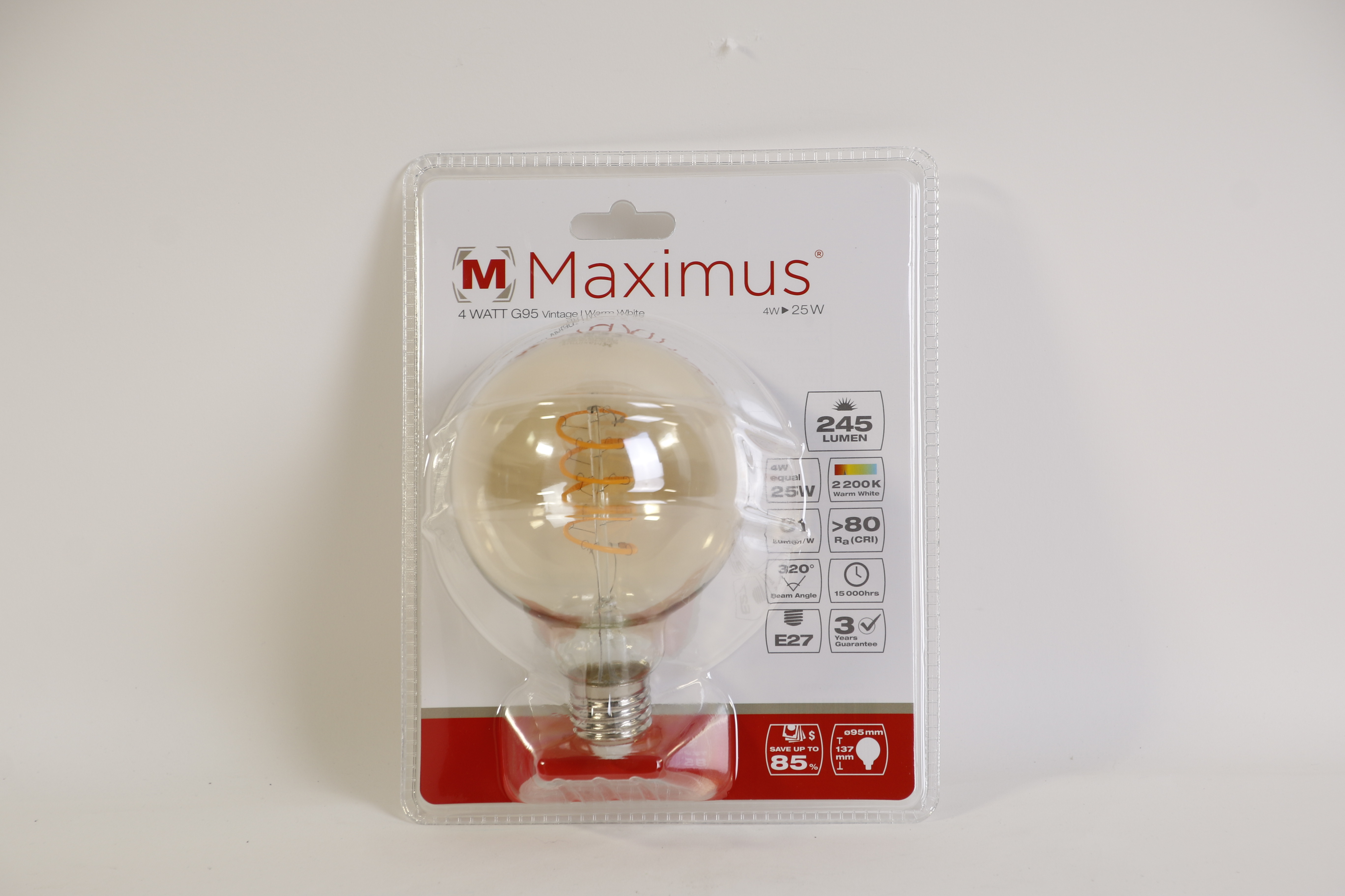 MAXIMUS - LED Vintage Globus E27 245LM 2200K 4W warmweiß