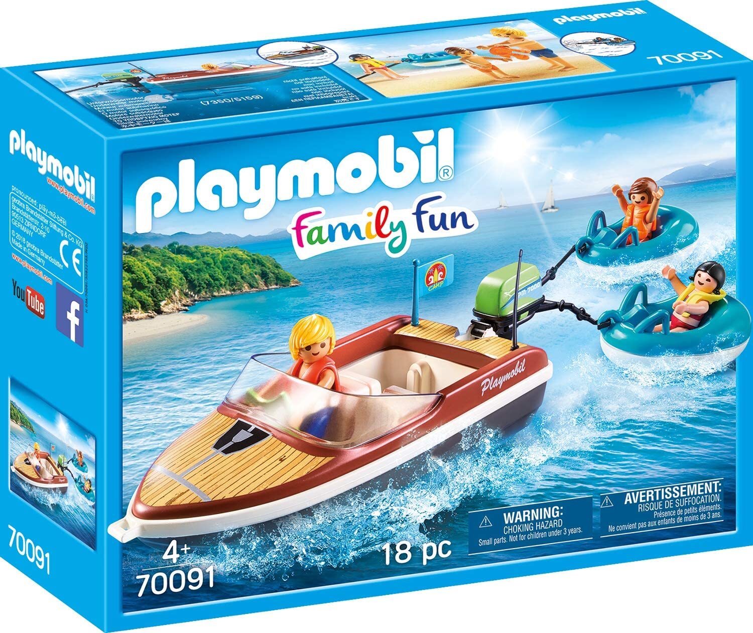 PLAYMOBIL Family Fun 70091 Sportboot mit Fun-Reifen, Ab 4 Jahren