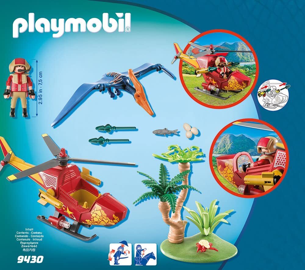 PLAYMOBIL Dinos 9430 Helikopter mit Flugsaurier, Ab 4 Jahren