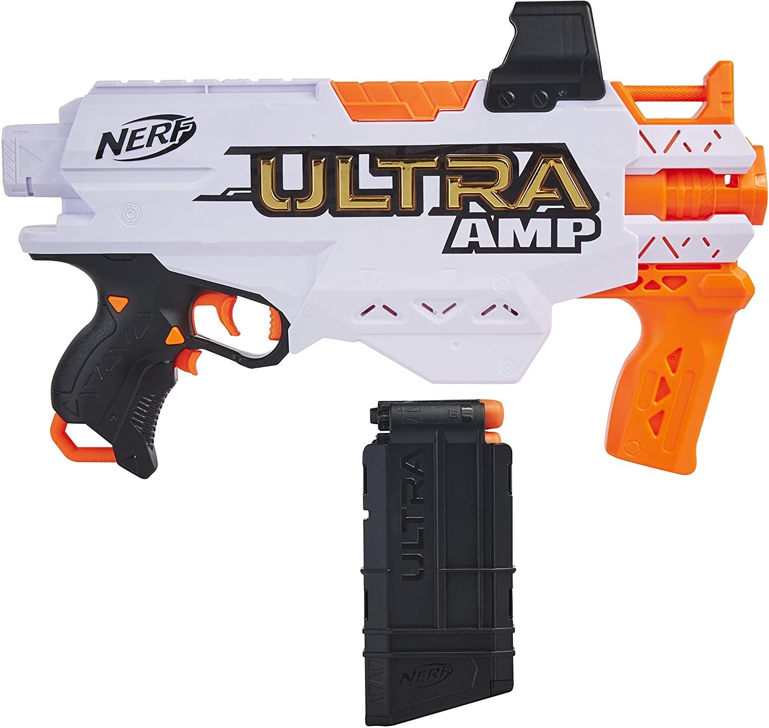 NERF Ultra Amp motorisierter Blaster, 6-Dart Clip-Magazin, 6 Ultra Darts, Ultra Darts kompatibel