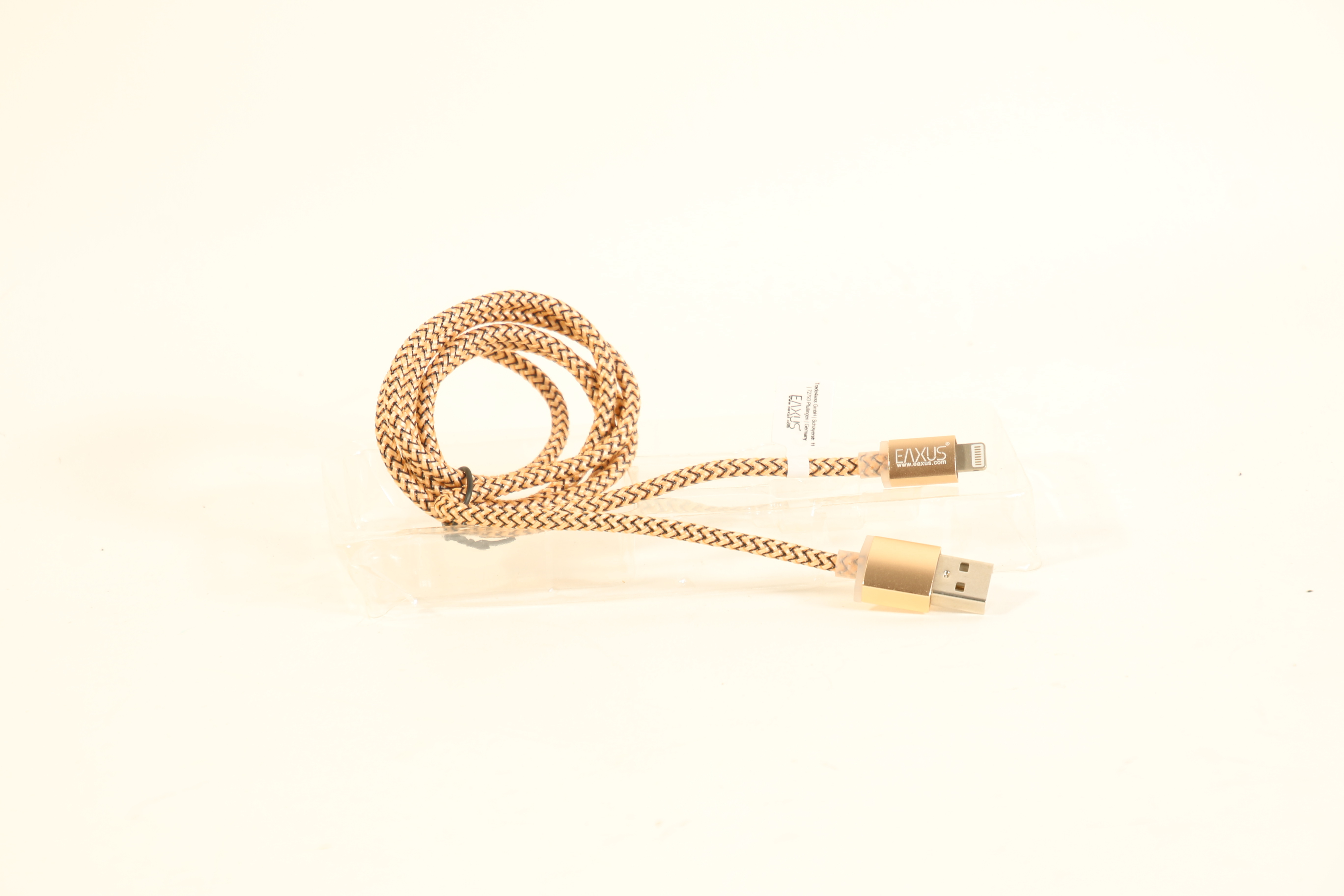 Eaxus®️ Daten-/Ladekabel microUSB auf USB-A, geflochten, 3 Meter, Gold.