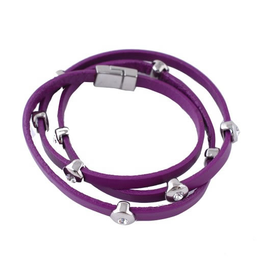 Lederarmband Dunkel Violett mit Verschluss