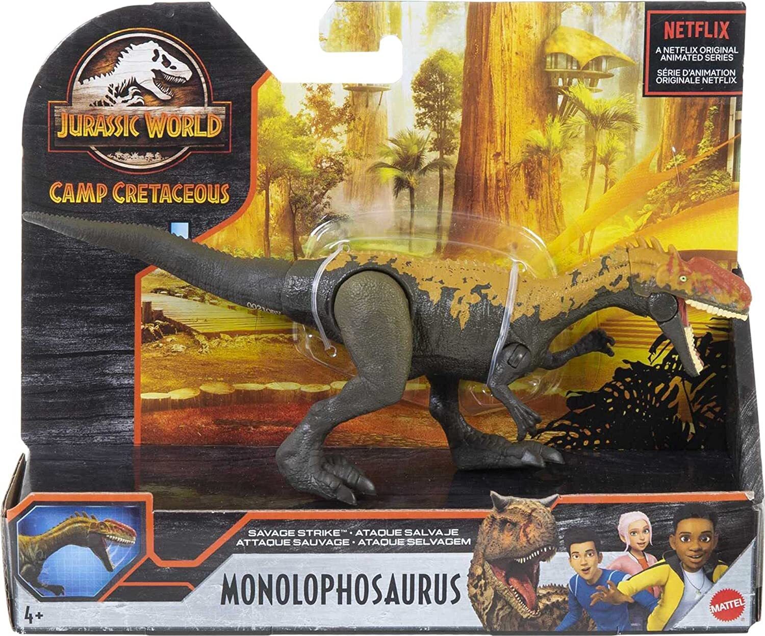 Jurassic World GVG51 - Dino Rivals Dino-Angriff Monolophosaurus, Dinosaurier-Actionfigur, bewegliche Arme und Beine, Dinosaurier