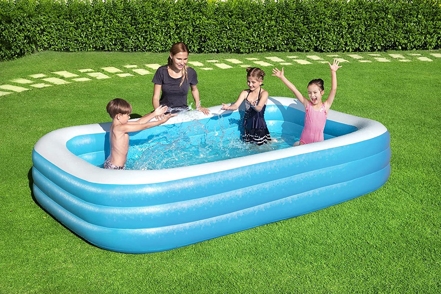 Bestway Family Pool Blue Rectangular deluxe, 305 x 183 x 56 cm