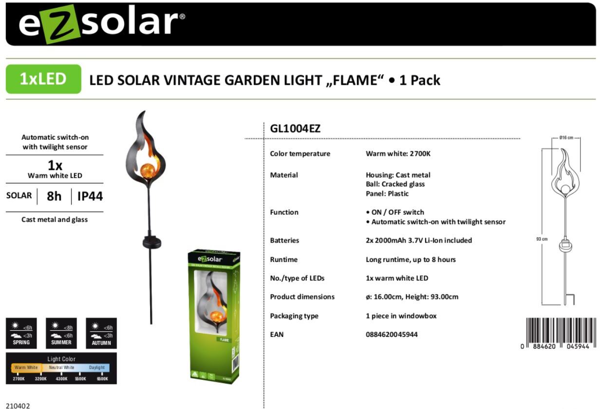 EZSolar Solar LED Gartenstecker Vintage 