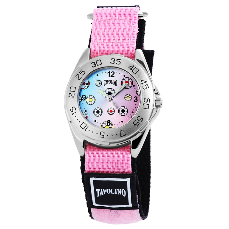 Tavolino Damen Markenuhr mit Textilband in Schwarz / Rosa