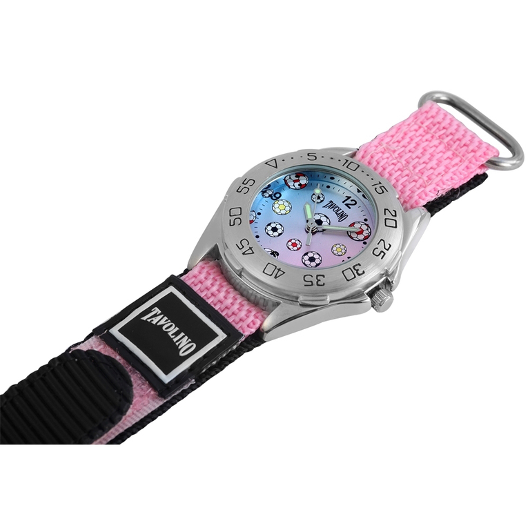 Tavolino Damen Markenuhr mit Textilband in Schwarz / Rosa