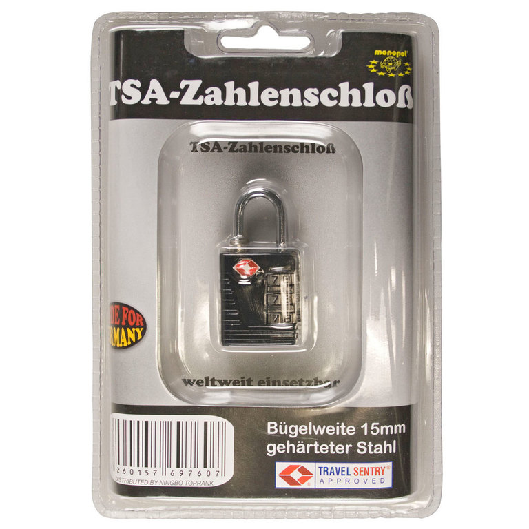 TSA Zahlenschloss / TSA Kofferschloss Abmessung 5,5 x 3 cm