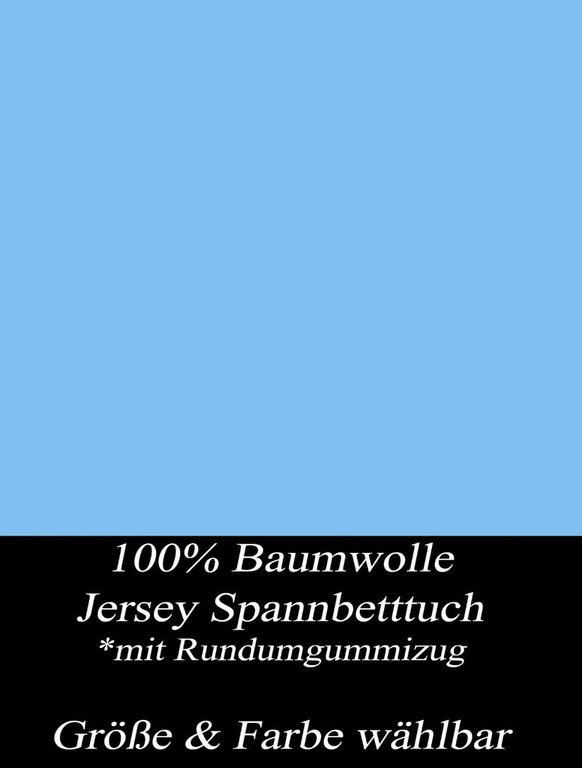 Linen & Home  Jersey Spannbettlaken 200 X 220 cm Blau Spannbetttücher Wasserbetten& Boxspringbetten