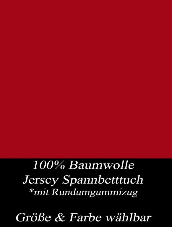 Linen & Home  Jersey Spannbettlaken 200 X 220 cm rot Spannbetttücher Wasserbetten& Boxspringbetten