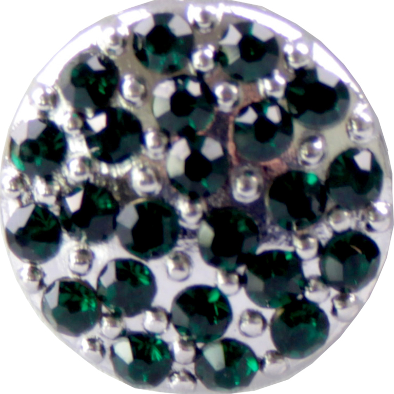 Chunk Beads in silber mit grünen Glassteinen