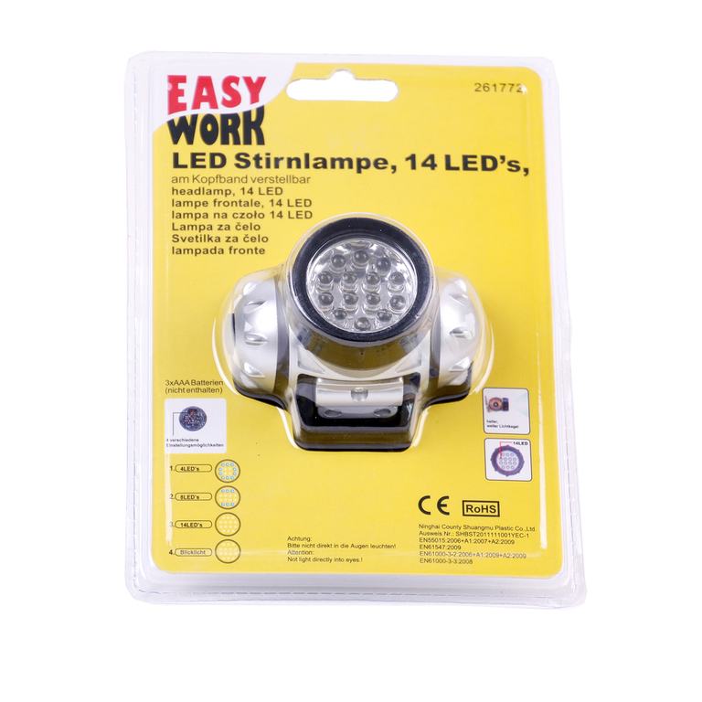 LED Stirnlampe - Kopflampe mit 14 LED am Kopfband verstellbar