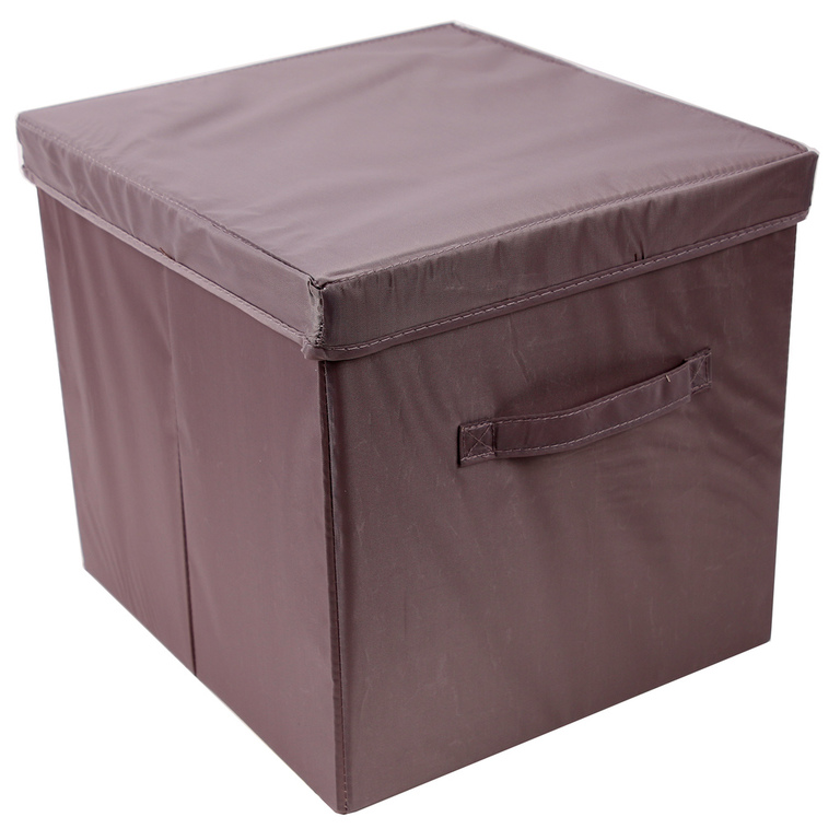 Aufbewahrungsbox mit Deckel in Taupe Uni - 29,5 x 32 x 29,5 cm