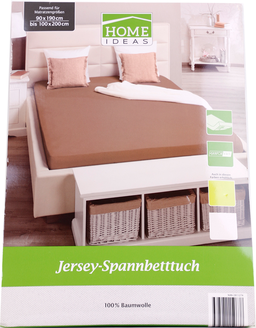 Home Ideas  Jersey Spannbettlaken 90 - 100 x 200cm - 100% Baumwolle mittel grün