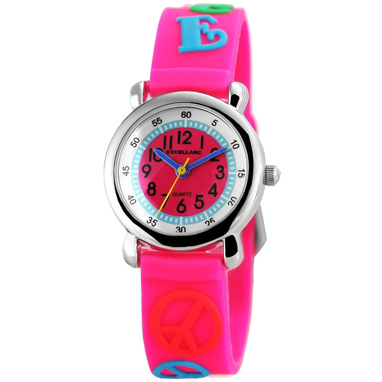 Excellanc Unisex-Armbanduhr Analog Quarz Kautschuk Pink