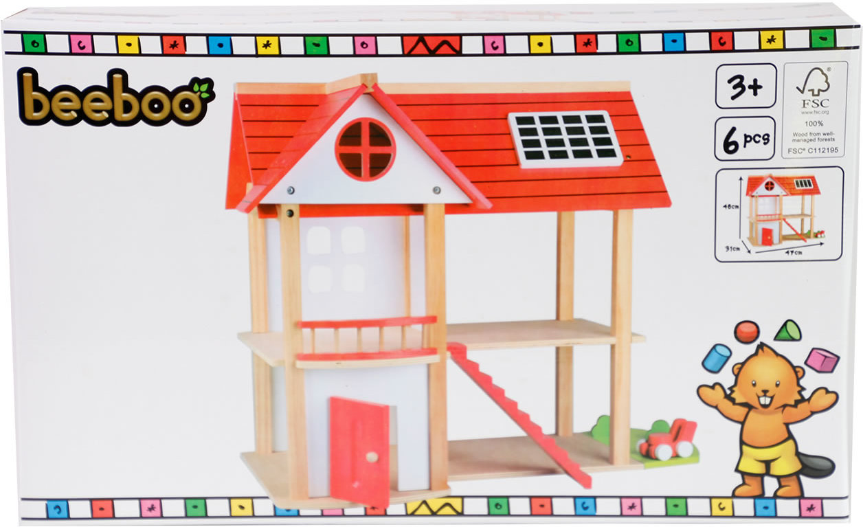 Beeboo Puppenhaus Eco Villa, unmöbliert L 47,5 x B 31,5 x H 47,3 cm