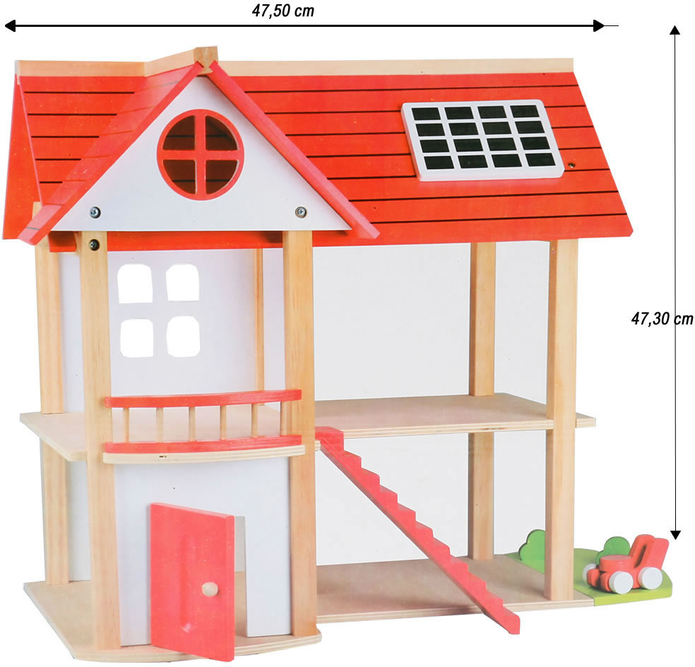 Beeboo Puppenhaus Eco Villa, unmöbliert L 47,5 x B 31,5 x H 47,3 cm