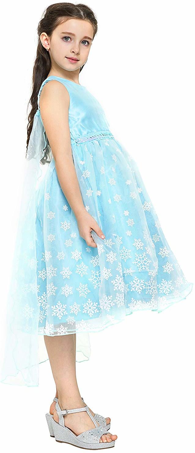 Katara 1842-300 Die Eiskönigin Eisprinzessin Königin Elsa Mädchen Ball Festkleid, Prinzessinen Kleid mit Schneeflocken + Diadem