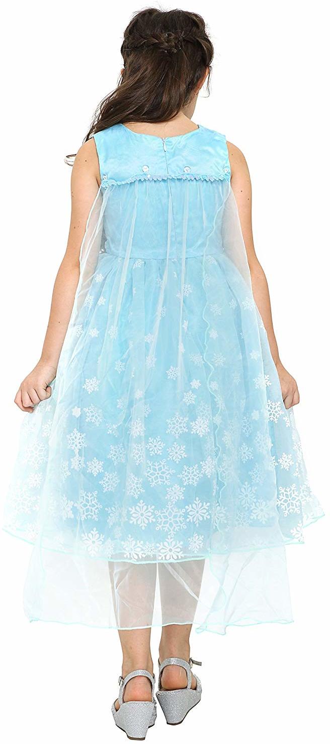 Katara 1842-300 Die Eiskönigin Eisprinzessin Königin Elsa Mädchen Ball Festkleid, Prinzessinen Kleid mit Schneeflocken + Diadem