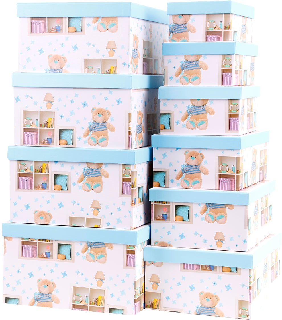 Geschenkbox Teddybär in Blau